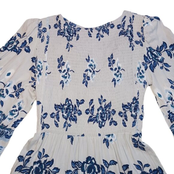 Angie Womens Size Medium Dress Boho Short Keyhole Blue Long Sleeve Ladies M - Picture 4 of 12